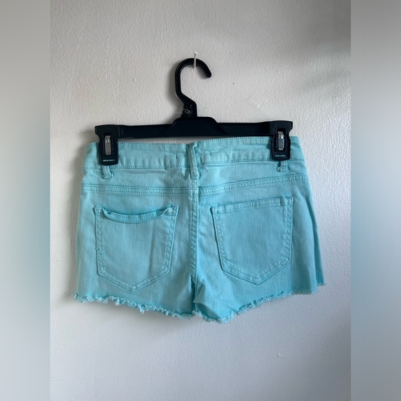 mint green frayed trim shorts in size 24 - Picture 3 of 4